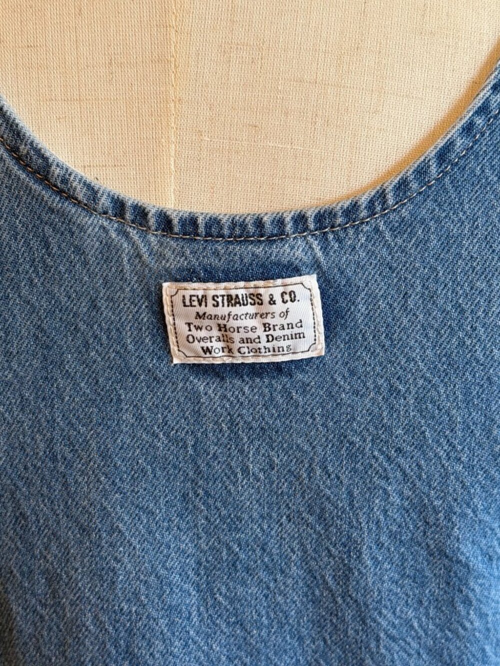 Levi's Blue Denim Overall Pinafore Mini Dress Size XS - Picture 7 of 8